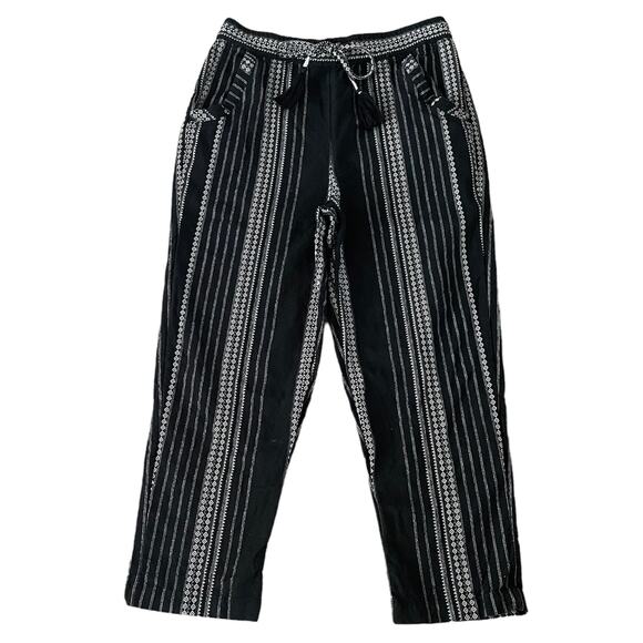 Anthropologie Anthro Size M Essential Beach Pants Black Embroidered - Picture 2 of 6